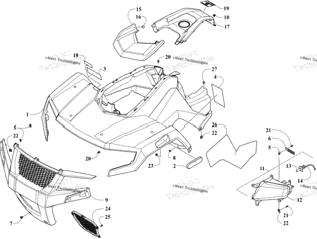 Front Body And Headlight Assembly