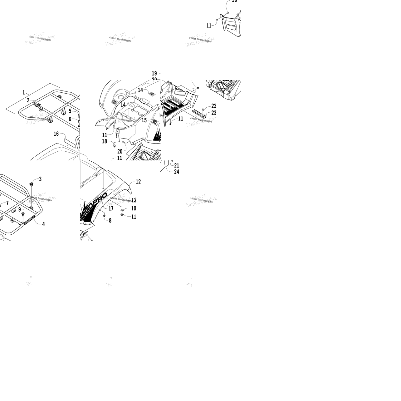 Rear Rack, Body Panel, And Footwell Assemblies