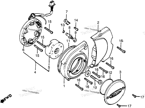 Left Crankcase Cover + Alternator 80