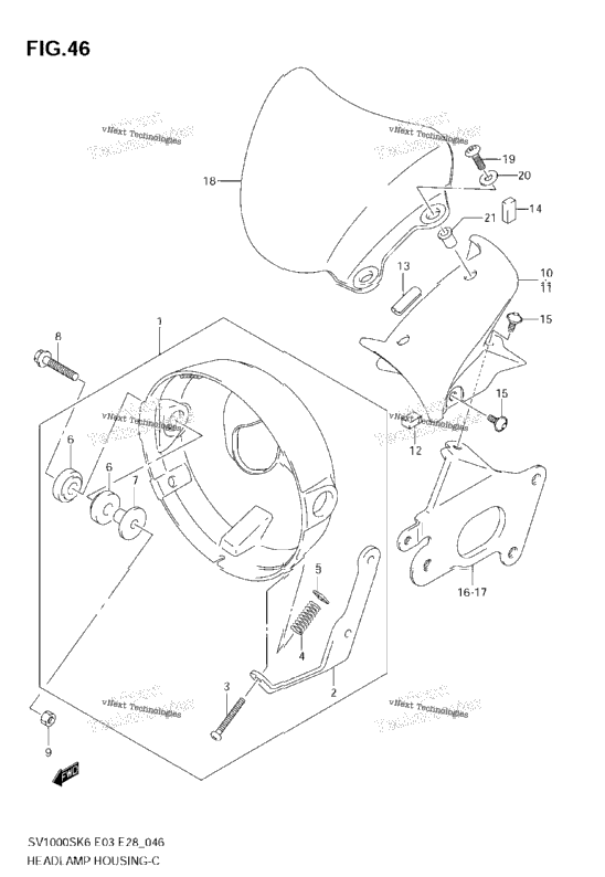 Headlamp Housing (Sv1000k6 E33)