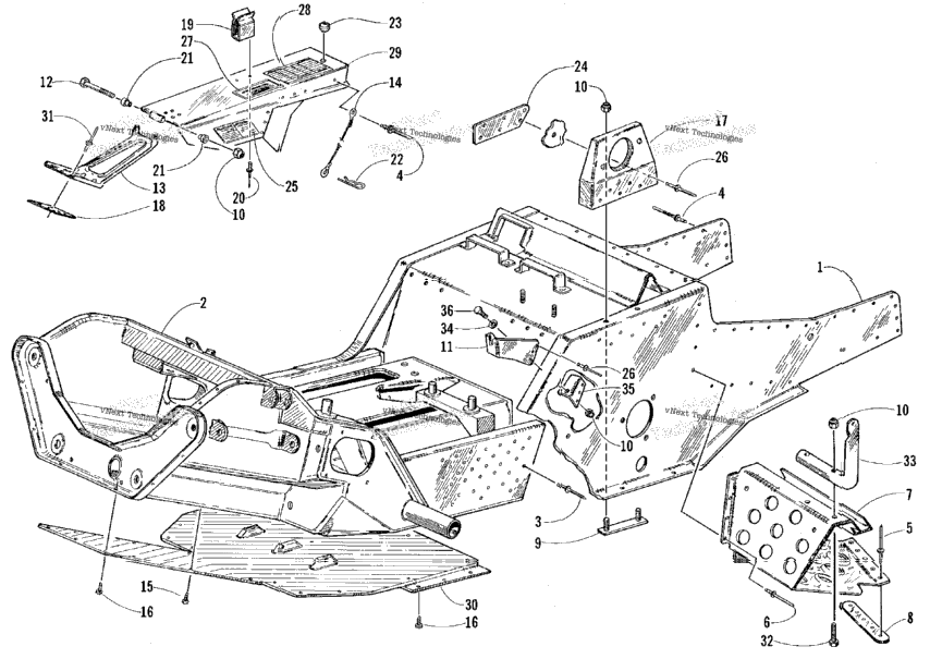 Front Frame, Belly Pan, And Footrest Assembly