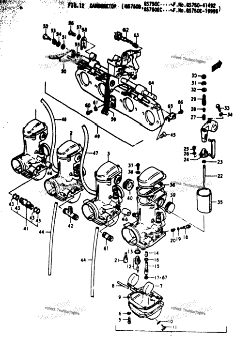 Carburetor (Gs750b. Gs750c....-F.No.Gs750-41492 Gs750ec...-F.No.Gs750e-19995)