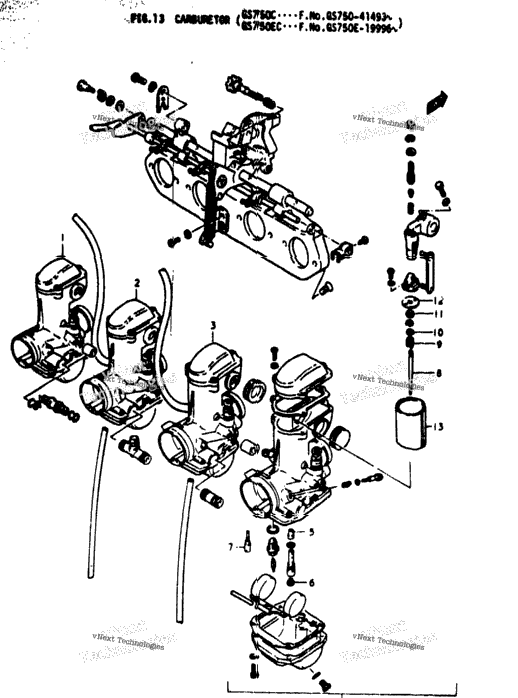 Carburetor (Gs750c....F.No.Gs750-41493-Gs750ec..F.No.Gs750e-19996-)