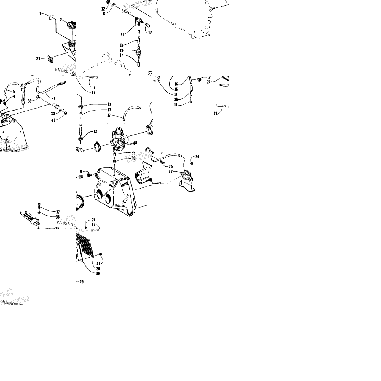 Oil Tank, Carburetor, Fuel Pump, And Silencer
