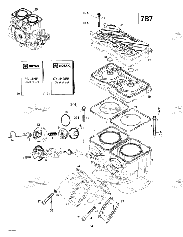 Cylinder, Exhaust Manifold (787)
