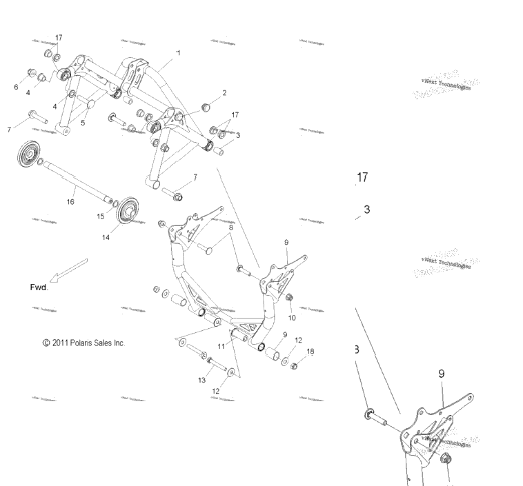 Suspension, Crank Asm., Rear