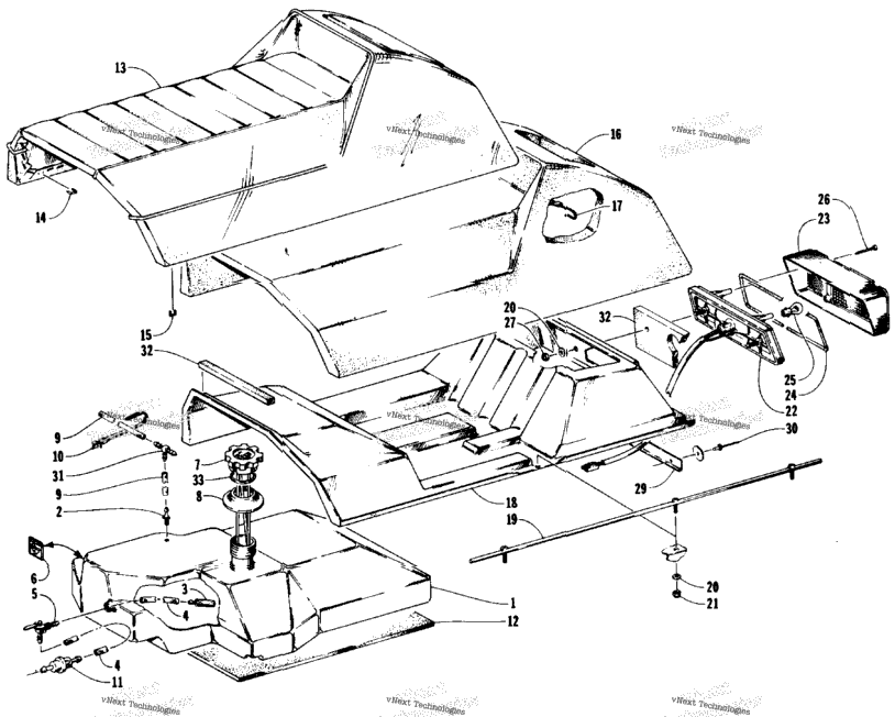 Gas Tank, Seat, And Taillight Assemblies