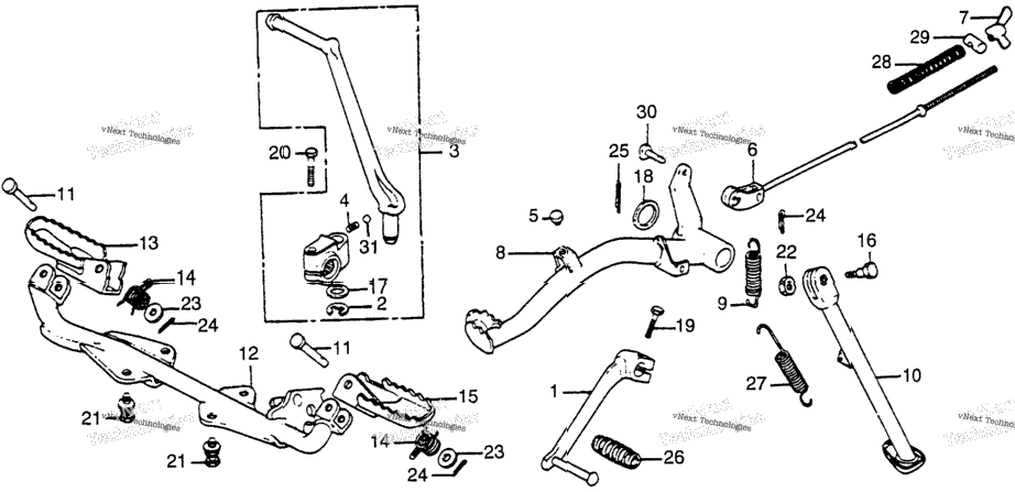 Gearshift Pedal + Side Stand + Footpegs