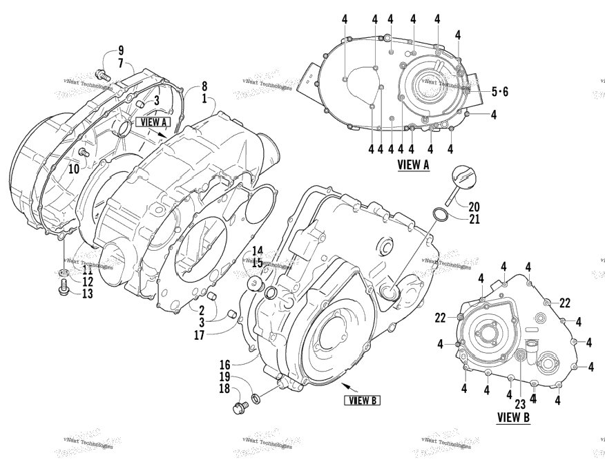 Clutch/V-Belt/Magneto Cover Assembly