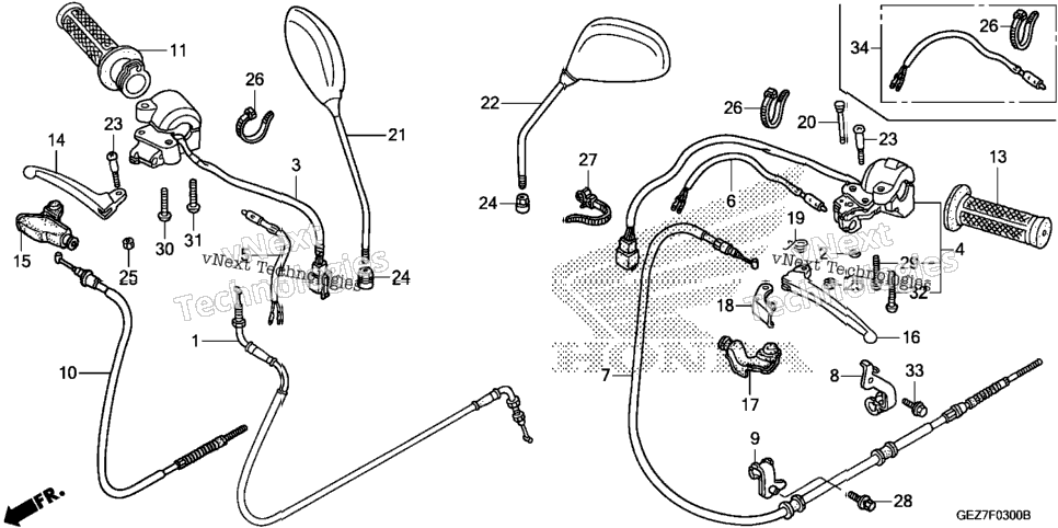 Handle Lever + Switch + Cable