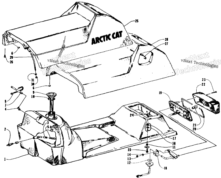 Gas Tank, Seat, And Taillight Assemblies
