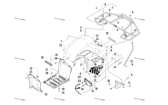 Rear Body, Rack, And Taillight Assembly