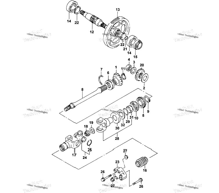 Secondary Gear/Propeller Shaft Assembly