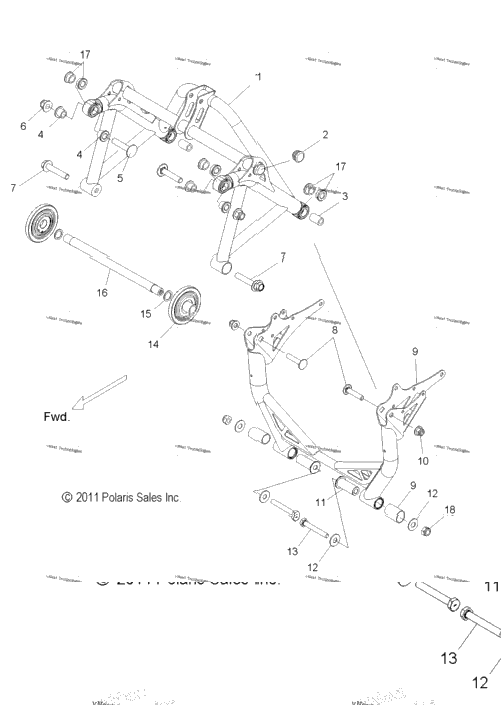 Suspension, Crank Asm., Rear