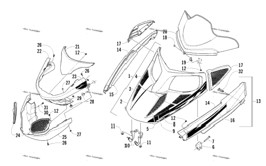 Hood, Windshield, And Front Bumper Assembly