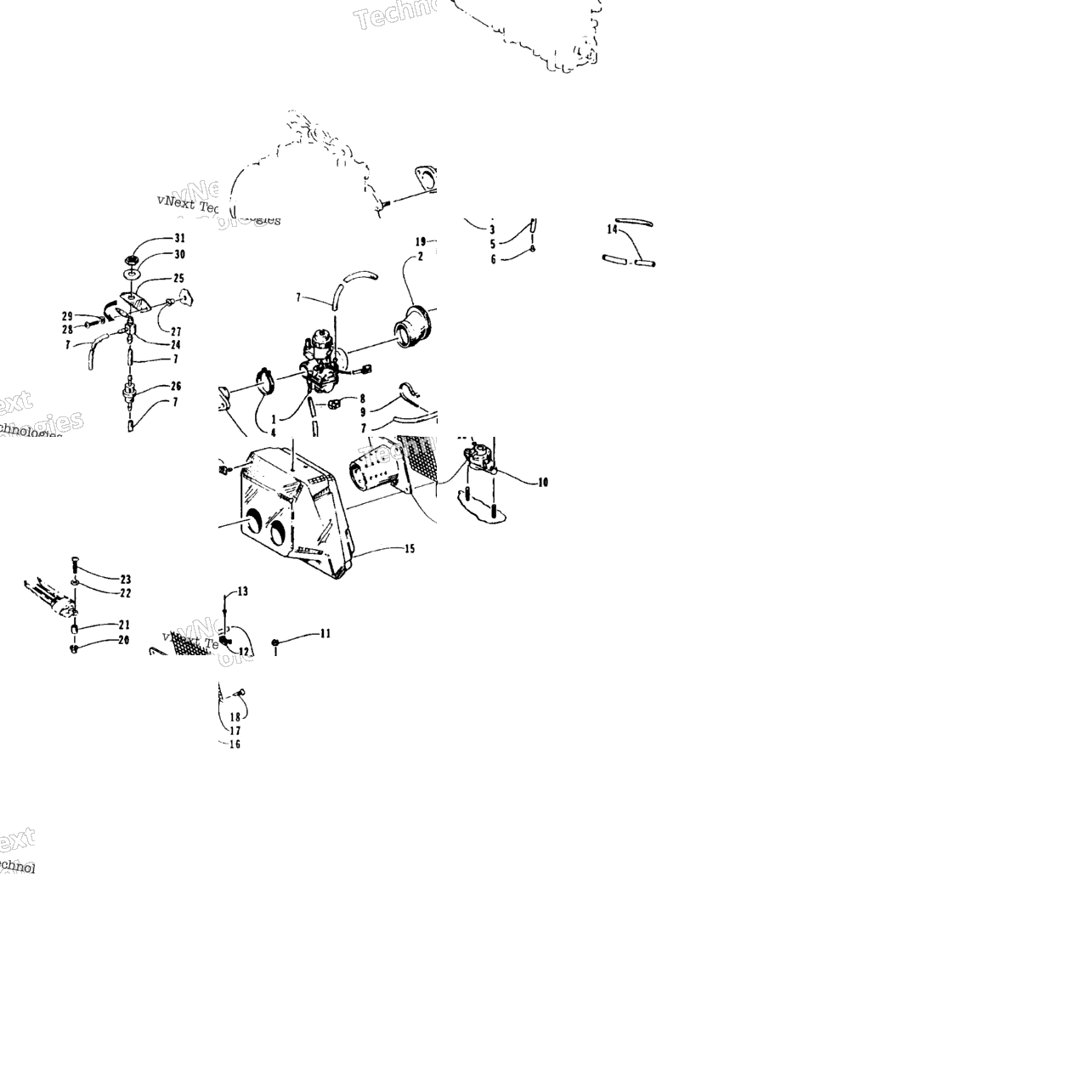 Carburetor, Fuel Pump, And Air Silencer