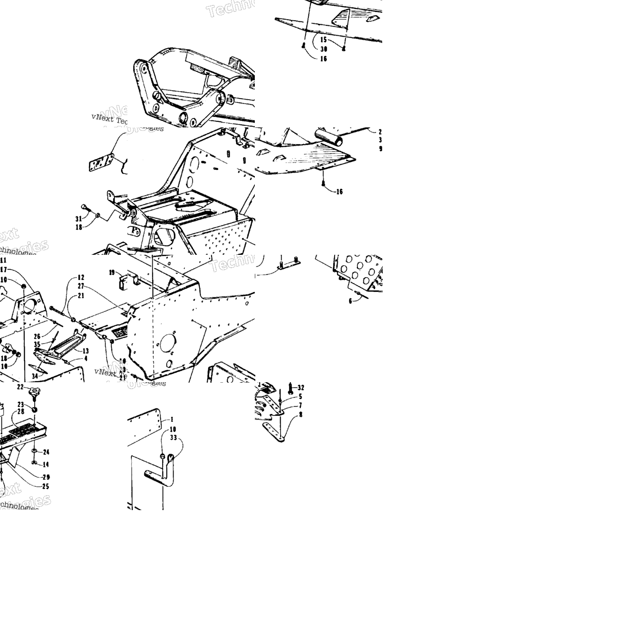 Front Frame, Footrest, And Guard Assembly