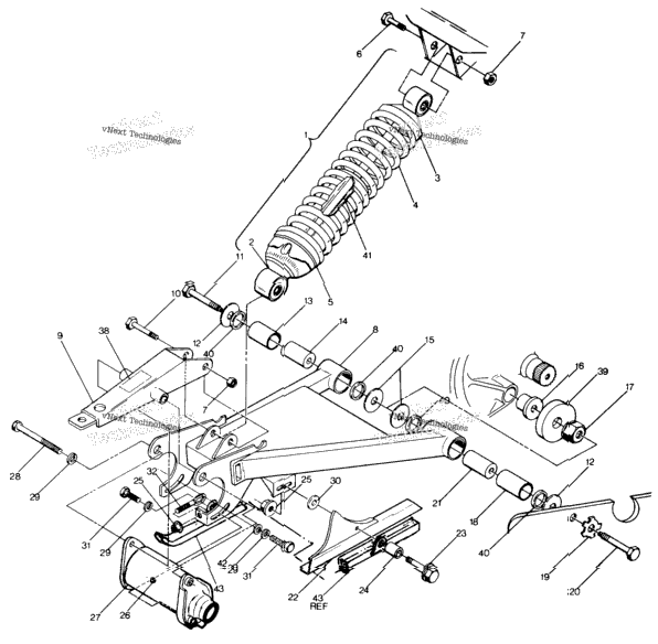 Swing Arm Weldment & Rear Shock Assembly
