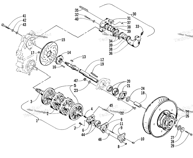 Drive Train Shafts And Brake Assemblies