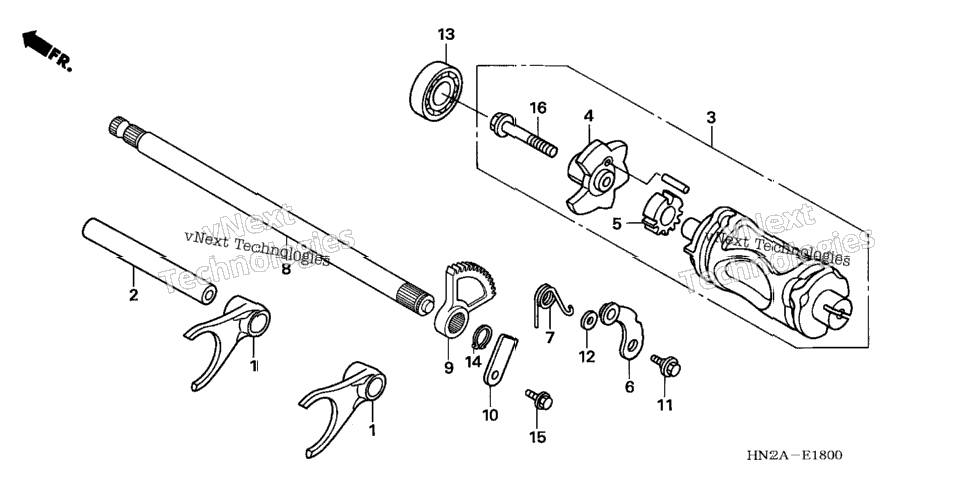 Gearshift Fork + Gearshift Drum