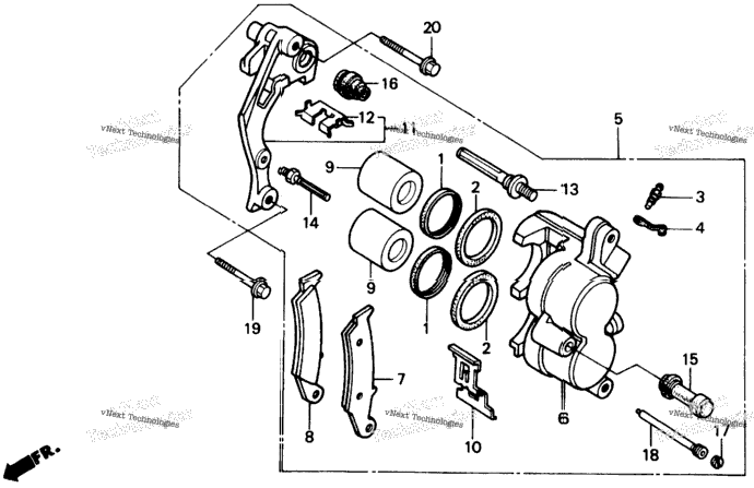 Fr. Brake Caliper 87-89