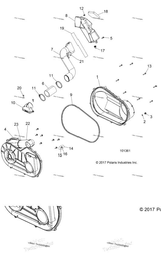 Drive Train, Clutch Cover And Ducting