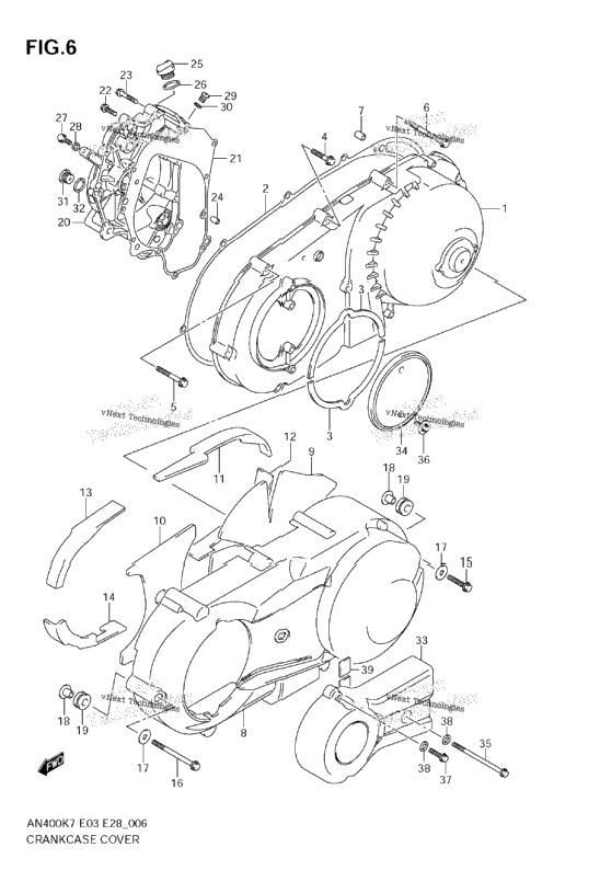 Crankcase Cover (Model K7/K8)