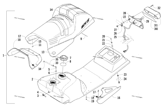 Gas Tank, Seat, And Taillight Assembly