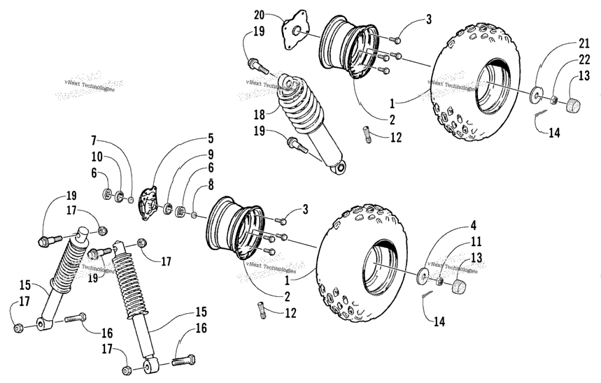 Wheel, Tire, And Suspension Assembly