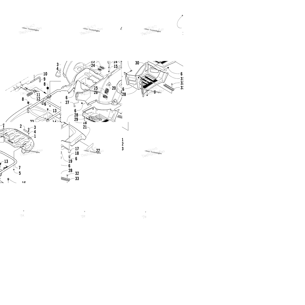 Rear Rack, Body Panel, And Footwell Assemblies