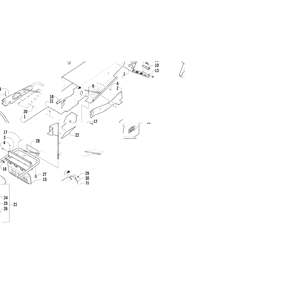 Chassis, Footrest, And Rear Bumper Assembly