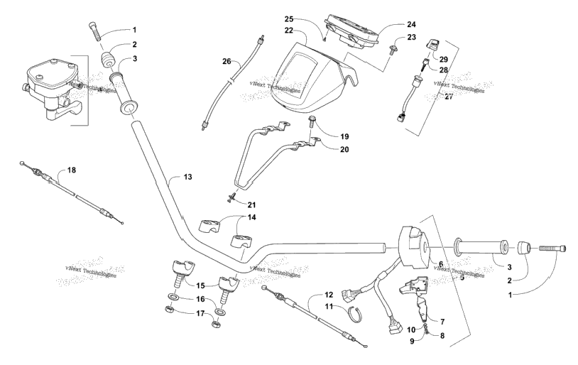 Handlebar, Instrument Pod, And Control Assemblies