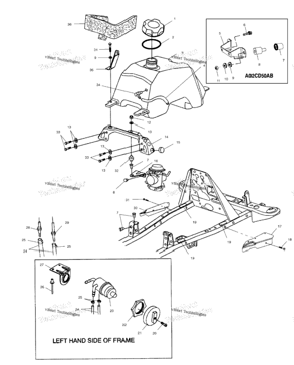 Fuel Tank And Carburetor Mounting A02cd50aa/Ab/Fb