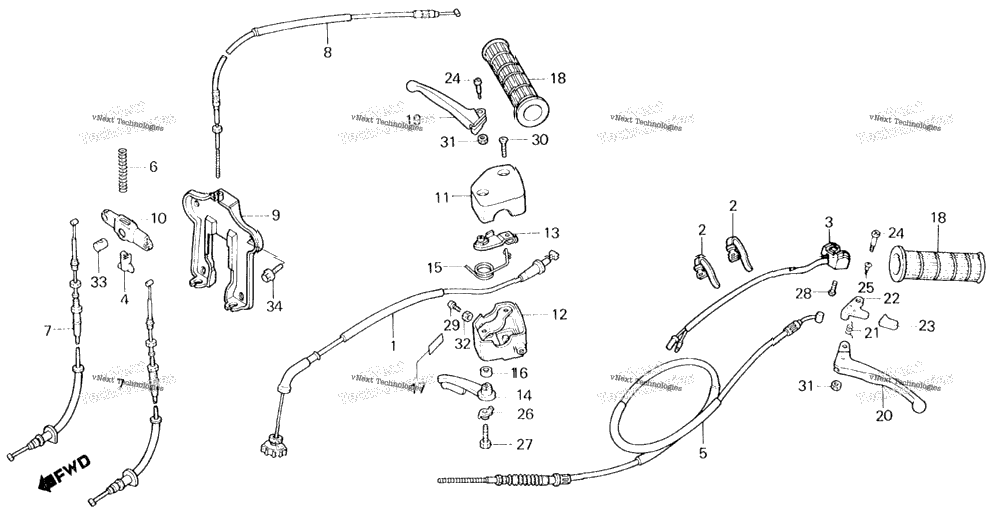 Handle Lever + Switch + Cable