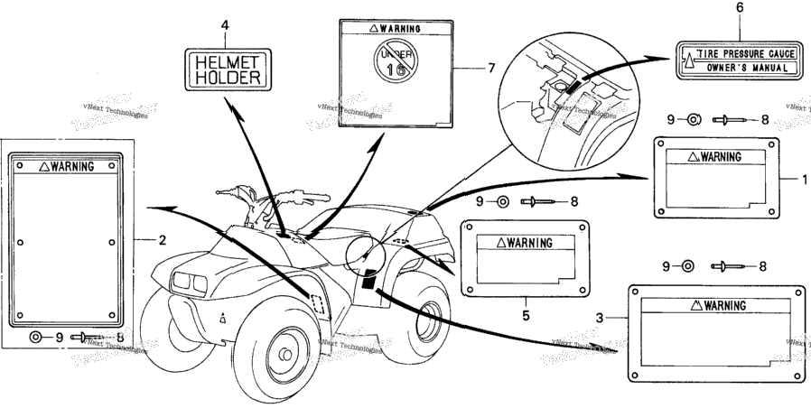 Trx 200 Caution Label 90-91
