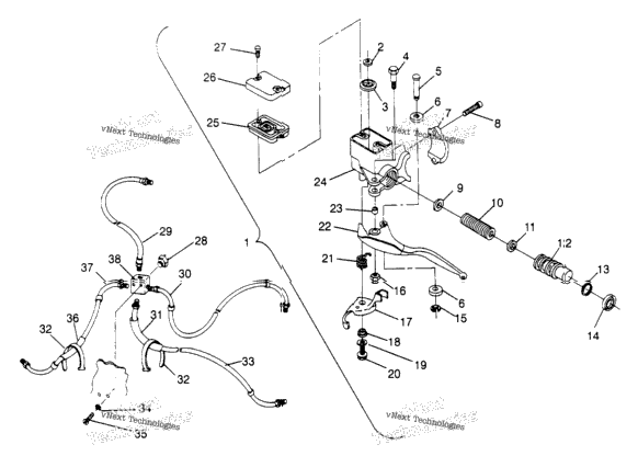 Controls Master Cylinder/Brake Line Trail Boss