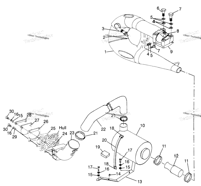 Exhaust System Sl 700 , Intl. Sl 700 I974071, Sl 700 Deluxe B974072