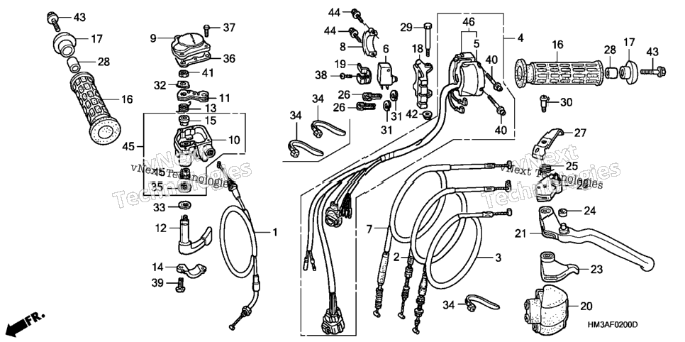 Handle Lever + Switch + Cable (Trx300ex'01-'06)