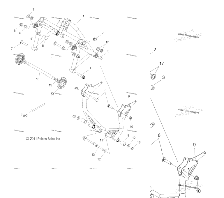 Suspension, Crank Asm., Rear