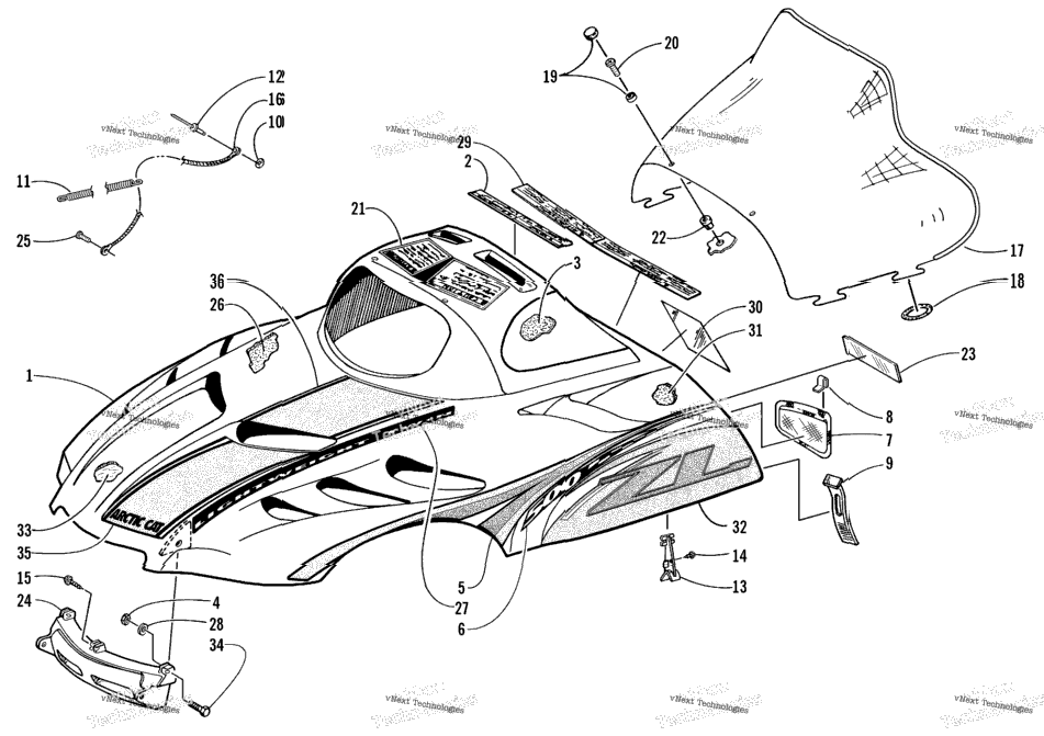 Hood And Windshield Assembly