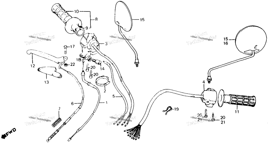 Control Levers + Cables + Switches