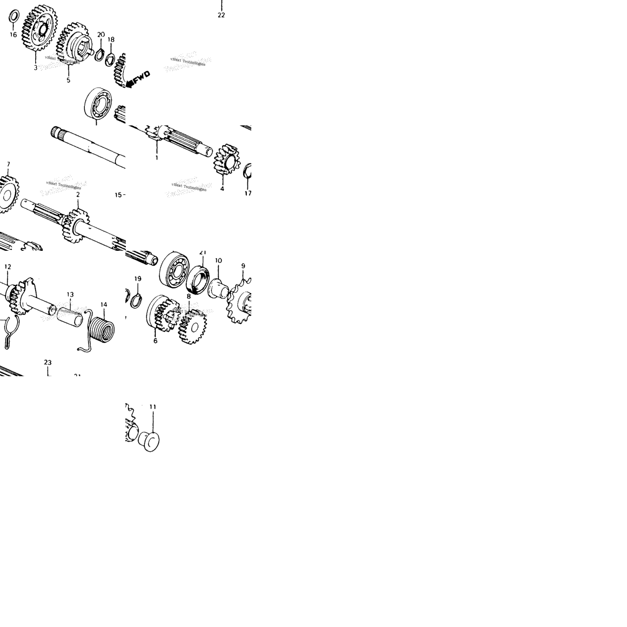 Transmission + Kick Starter Spindle 81-86