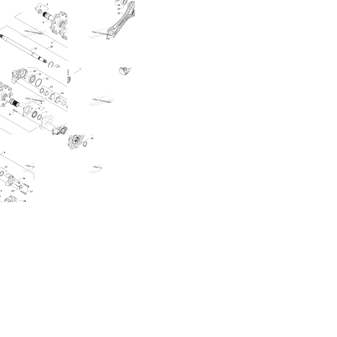Drive Train Shafts And Brake Assemblies