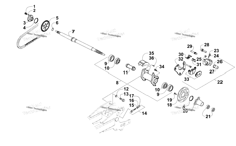 Rear Axle And Brake Assembly