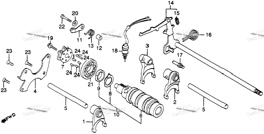 Cm450e/Cgearshift Drum + Gearshift Arm