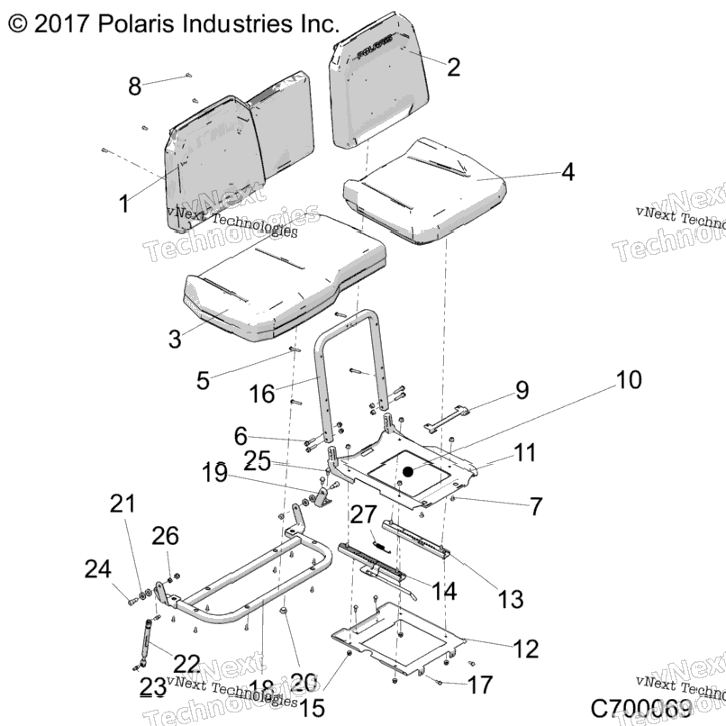 Body, Seat Asm. And Slider R18rre99fm/Sfm