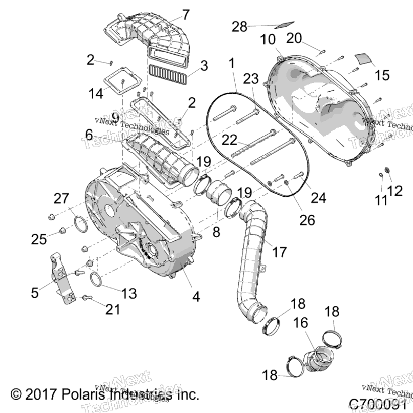 Drive Train, Clutch Cover And Ducting R18rre99fm/Sfb/Scm