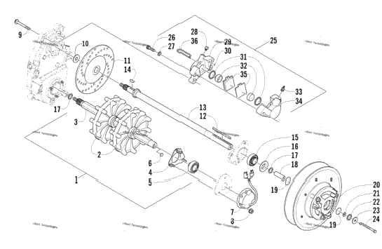 Drive Train Shafts And Brake Assemblies