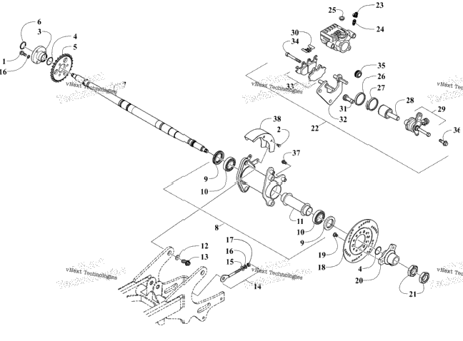 Rear Axle And Brake Assembly