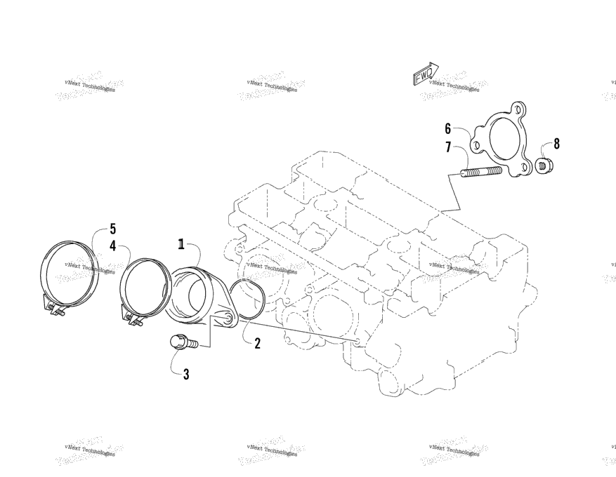 Exhaust Manifold Gasket/Intake Flange Assembly